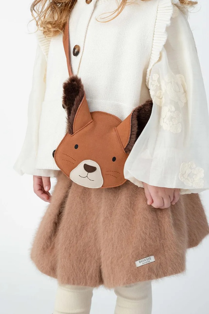 Donsje torebka crossbody dziecięca skórzana Britta Exclusive Purse Fluffy Squirrel brązowy 5002038