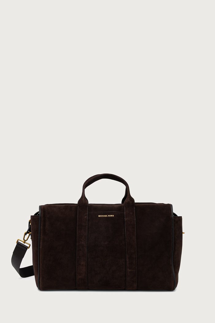 Michael Kors Torba podróżna męska zamszowa NICHOLAS brązowy 33F6GNIU9S