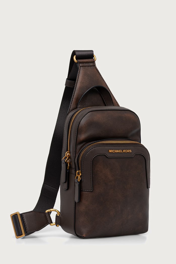 Michael Kors Plecak męski skórzany HUDSON 33F6GHDC8L brązowy AW26