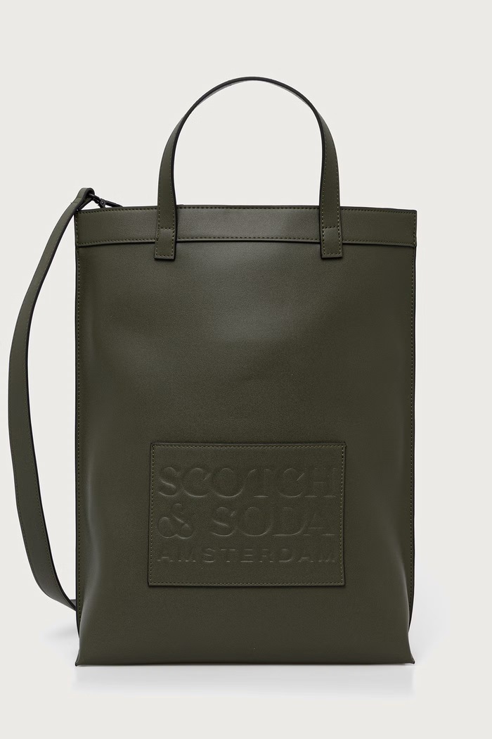 Scotch & Soda Torba męska z imitacji skóry zielony SCHB5048