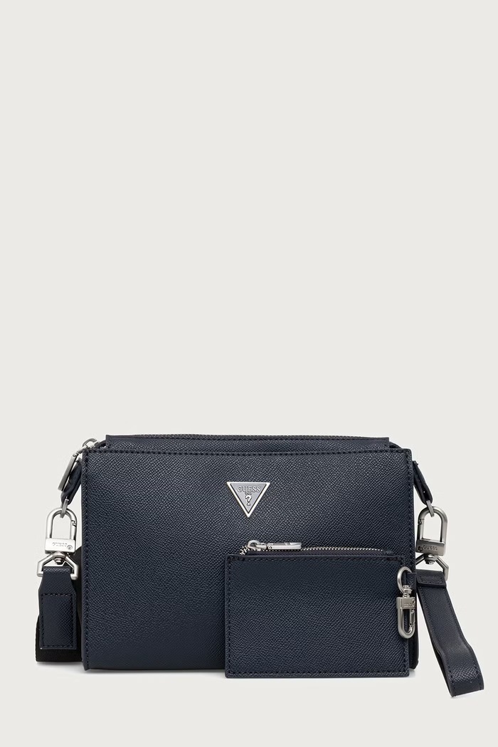 Guess Чанта през рамо мъжка от имитация на кожа MILANO тъмносин HMMISL.P6457
