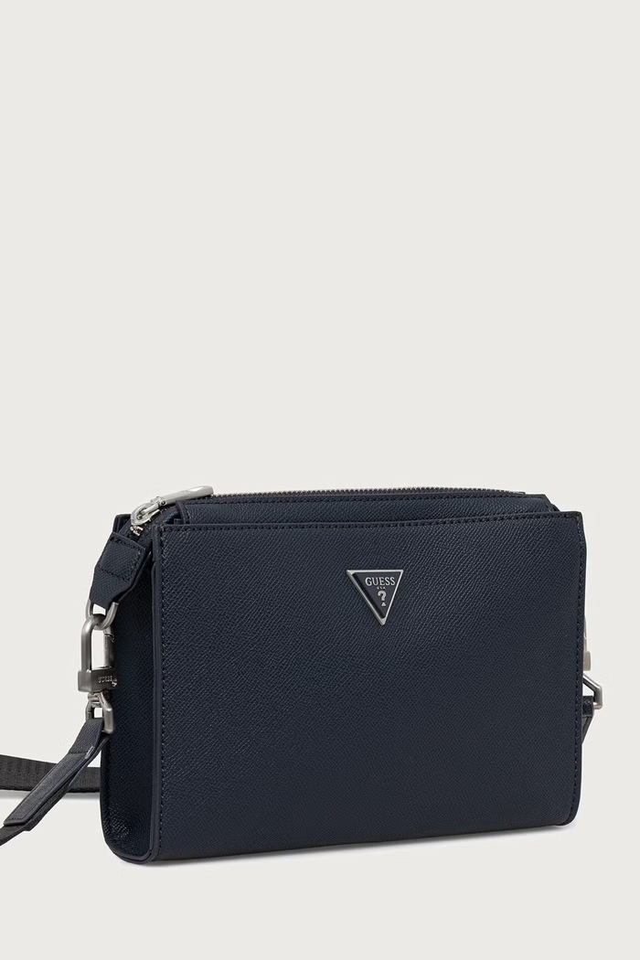 Guess Чанта през рамо мъжка от имитация на кожа MILANO HMMISL.P6457 тъмносин AW26