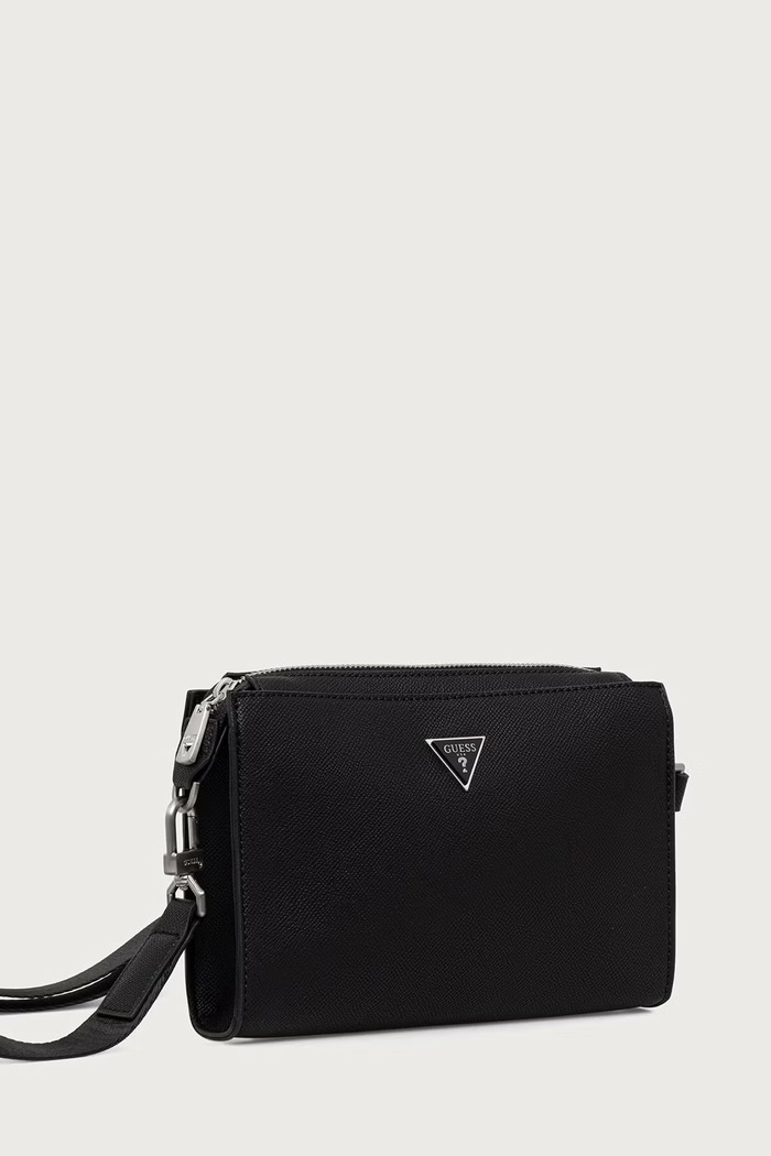 Guess Чанта през рамо мъжка от имитация на кожа MILANO HMMISL.P6457 черен AW26