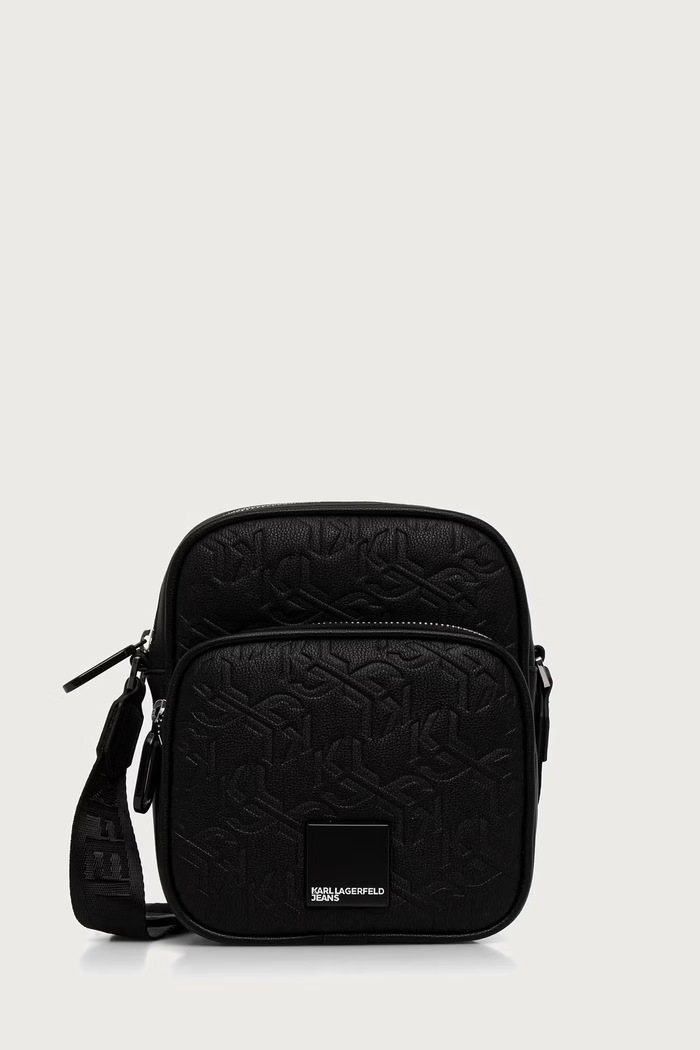 Karl Lagerfeld Jeans Чанта през рамо мъжка от имитация на кожа черен B4M30198