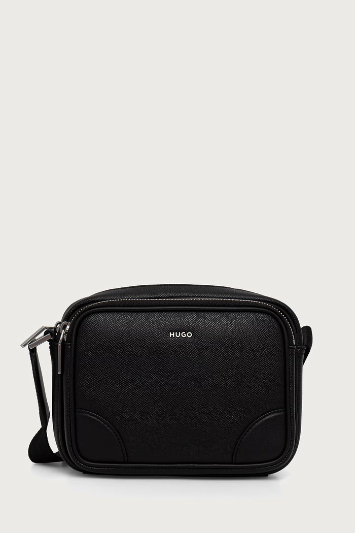 HUGO Geantă mică pentru bărbați din piele GO-BAG EW negru 50573483