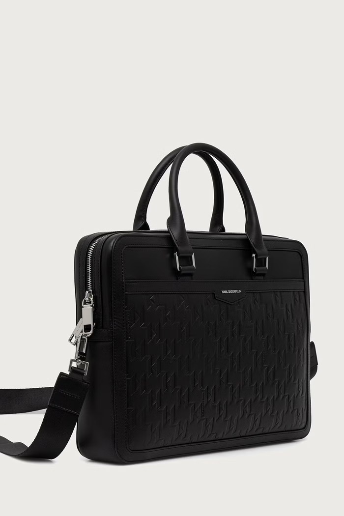 Karl Lagerfeld Taška na notebook pánska kožená K/LOOM B4M30211 čierna AW26
