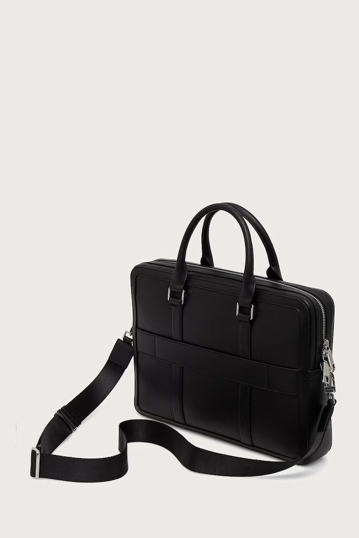 Taška na notebook pánska kožená K/LOOM Karl Lagerfeld B4M30211 čierna