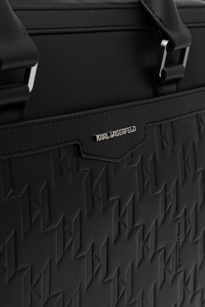 Taška na notebook pánska kožená K/LOOM Karl Lagerfeld čierna B4M30211