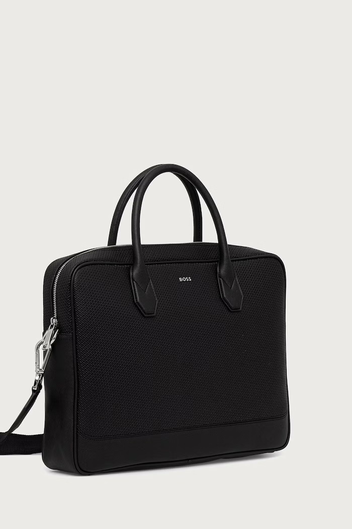 BOSS Taška na notebook pánska kožená Northon_M_Doc. Case 50573486 čierna AW26