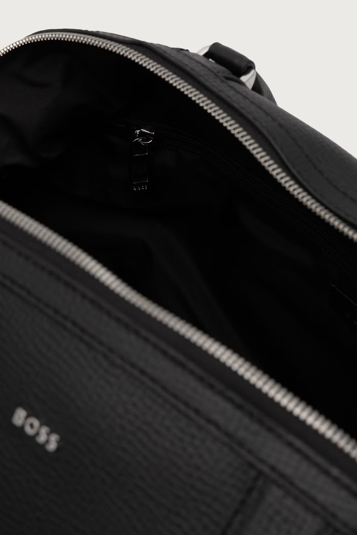 Putna torba za muškarce od kože Derwil_Holdall BOSS crna 50573152