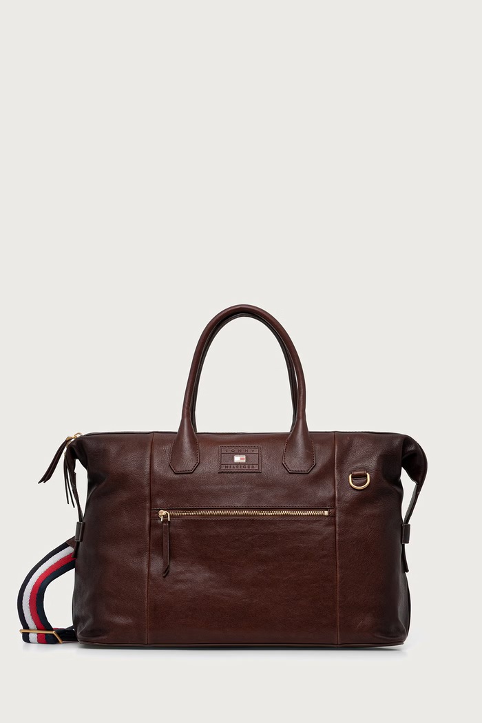 Tommy Hilfiger Torba męska skórzana brązowy AM0AM14745