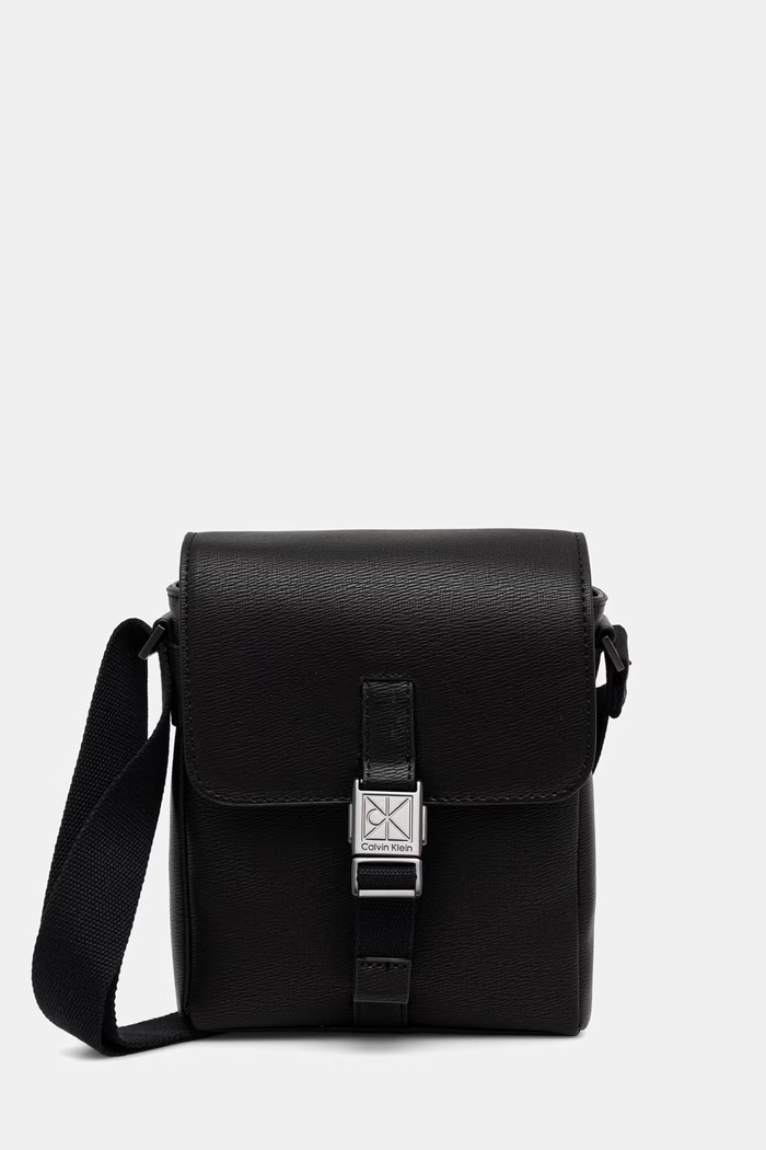 Calvin Klein saszetka męska z imitacji skóry czarny LV04D3506G