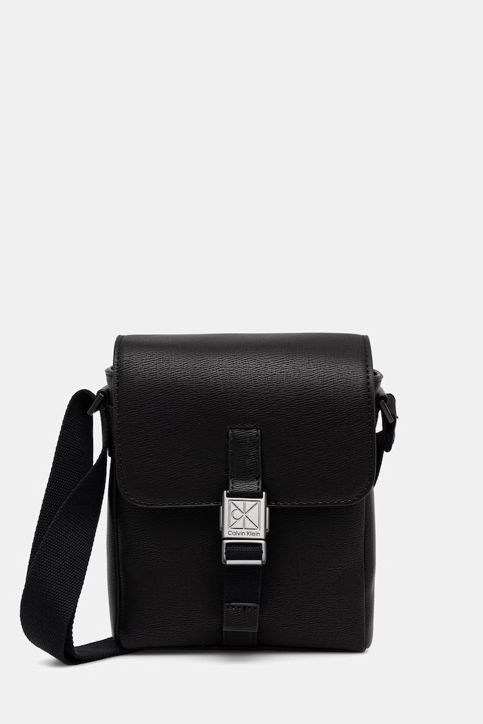 Calvin Klein saszetka męska z imitacji skóry czarny LV04D3506G