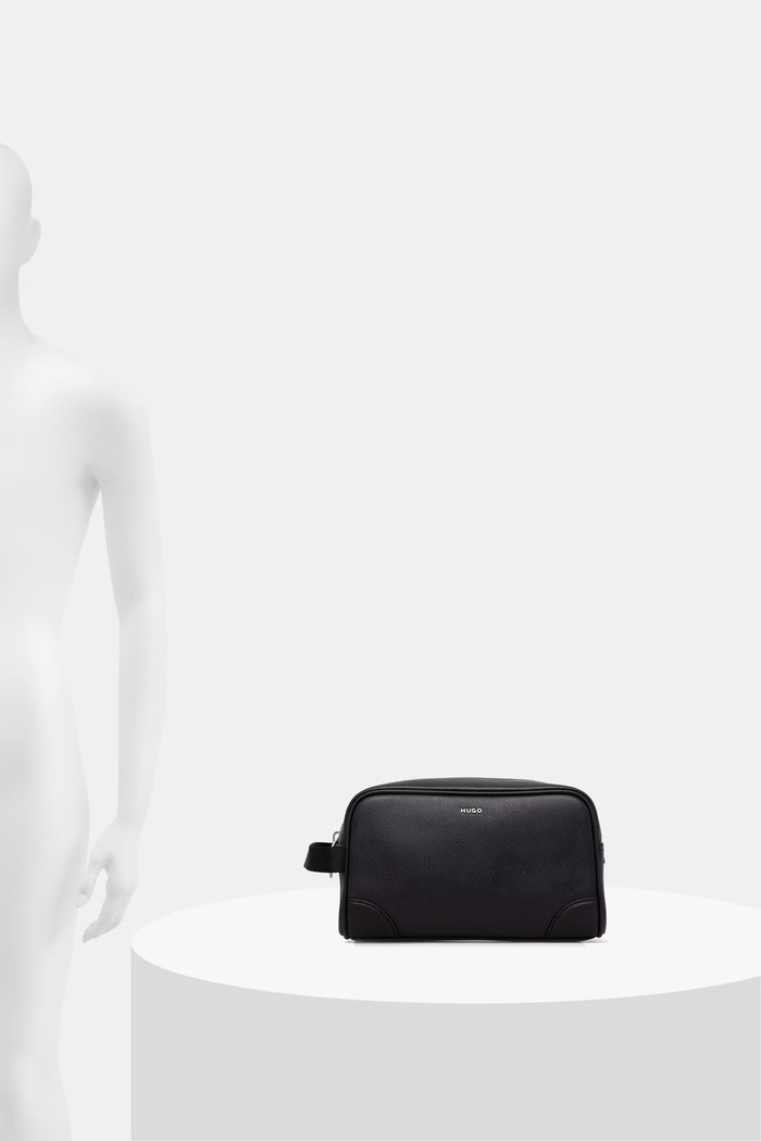 HUGO trusă cosmetică de călătorie pentru bărbați cu imitație de piele GO-BAG WASHBAG 50572706 negru