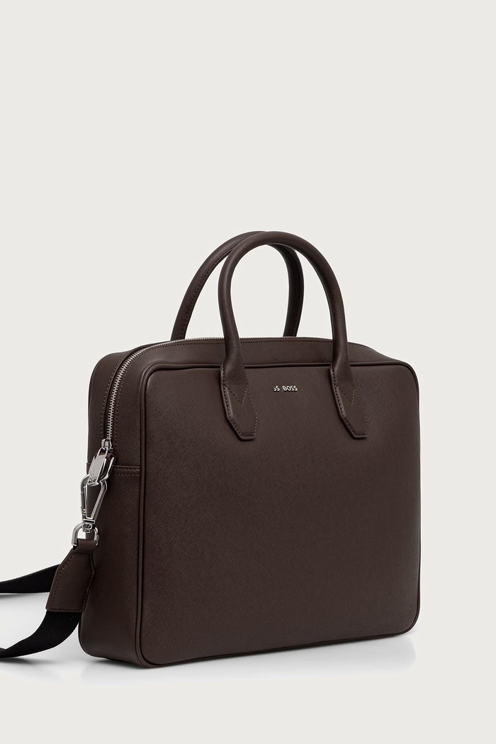 BOSS geantă de laptop pentru bărbați din piele Northon_Doc. Case 50567389 maro AW26
