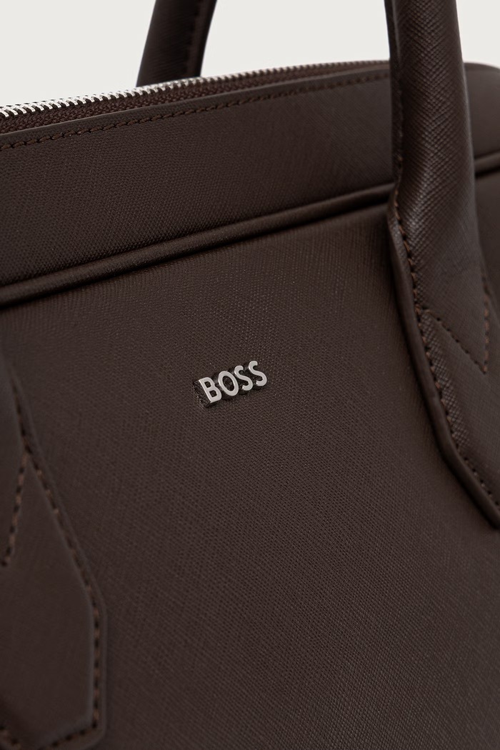 BOSS geantă de laptop pentru bărbați din piele Northon_Doc. Case maro 50567389