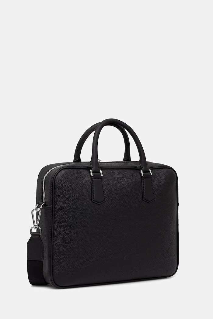 BOSS geantă de laptop pentru bărbați, din piele New Crosstown_Doc 50541864 negru AW26