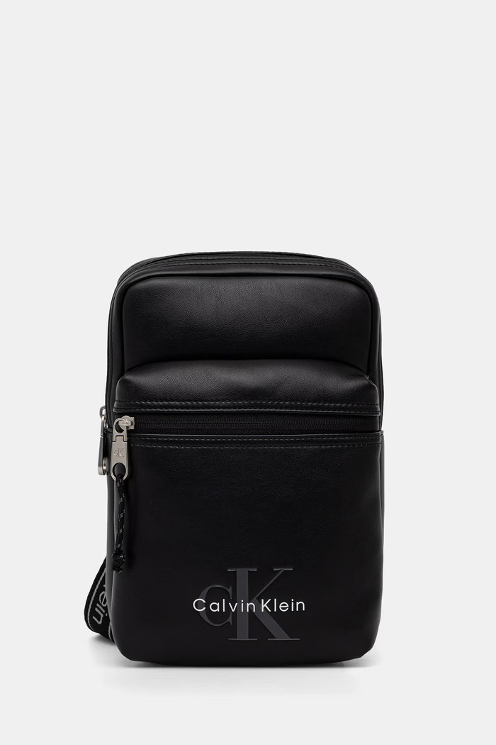 Calvin Klein saszetka męska z imitacji skóry czarny LV04D3449G