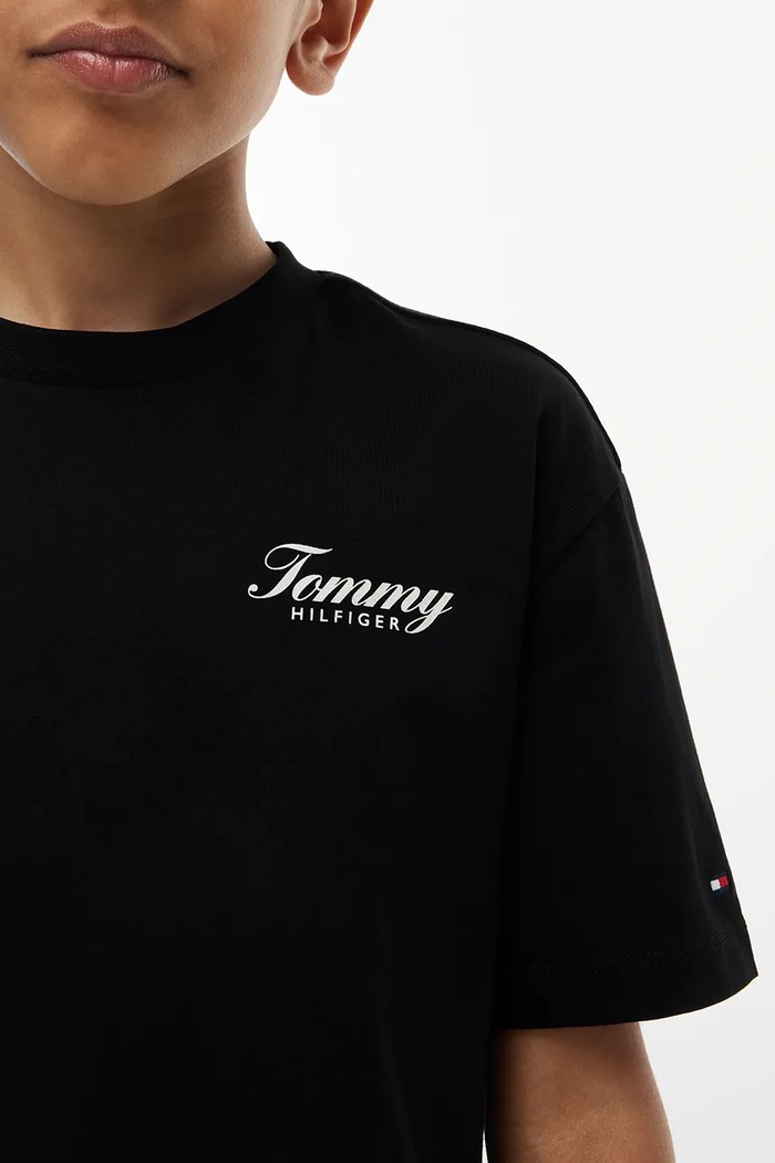 T-shirt dziecięcy bawełniany Tommy Hilfiger czarny KB0KB10649.104.122.9BY2
