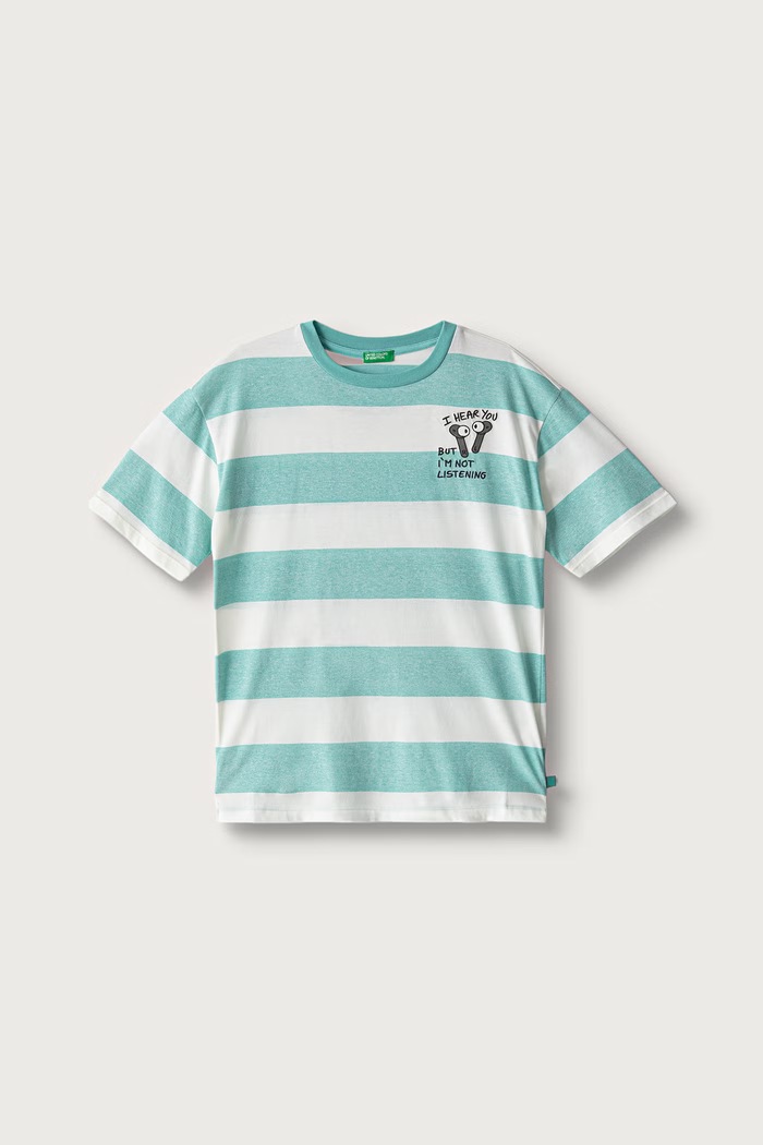 United Colors of Benetton T-shirt dziecięcy z bawełną turkusowy 3YQUC10SZ.G.Reproposal