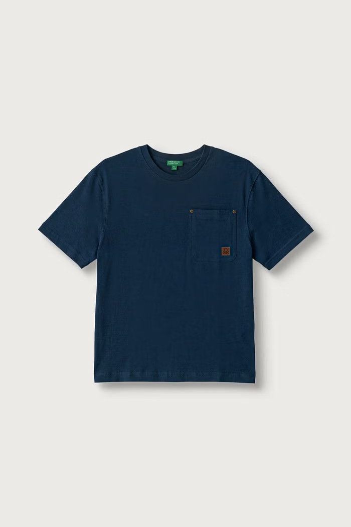 United Colors of Benetton T-shirt dziecięcy bawełniany granatowy 3I1XC10ST.G.Reproposal