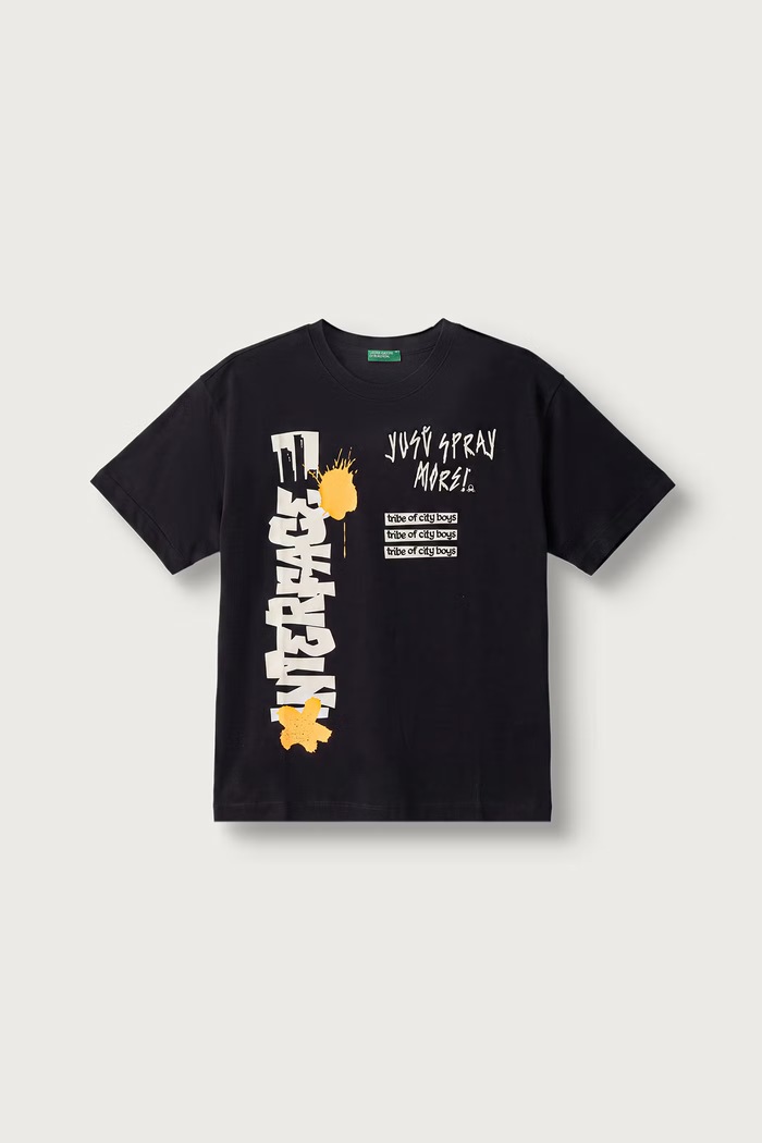 United Colors of Benetton Kratka majica otroška bombažna črna 3096C10LS.G.Reproposal