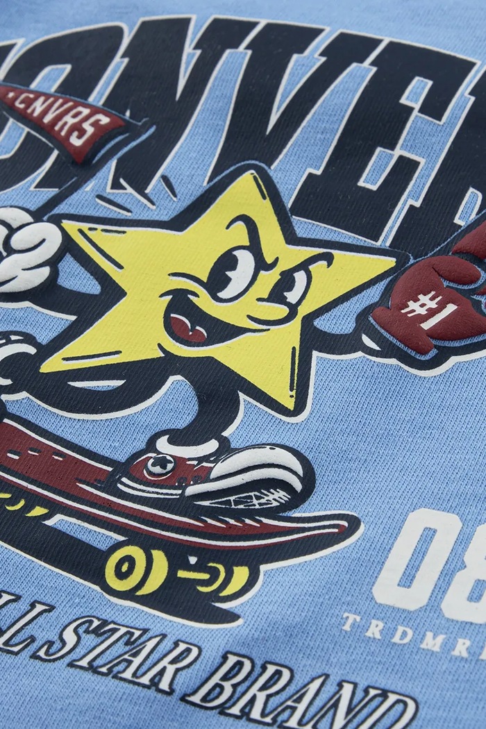 Chłopiec Converse T-shirt dziecięcy z bawełną 9CJ885 niebieski