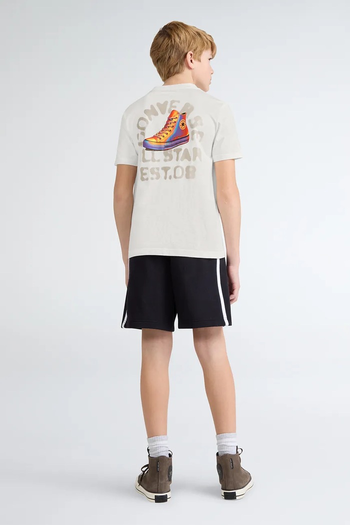 T-shirt dziecięcy z bawełną Converse biały 9CJ826