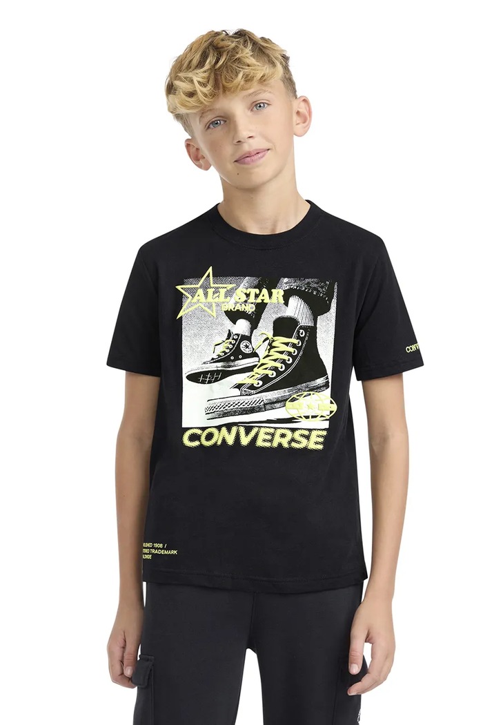 Converse Тениска за деца от памук черен 9CH931