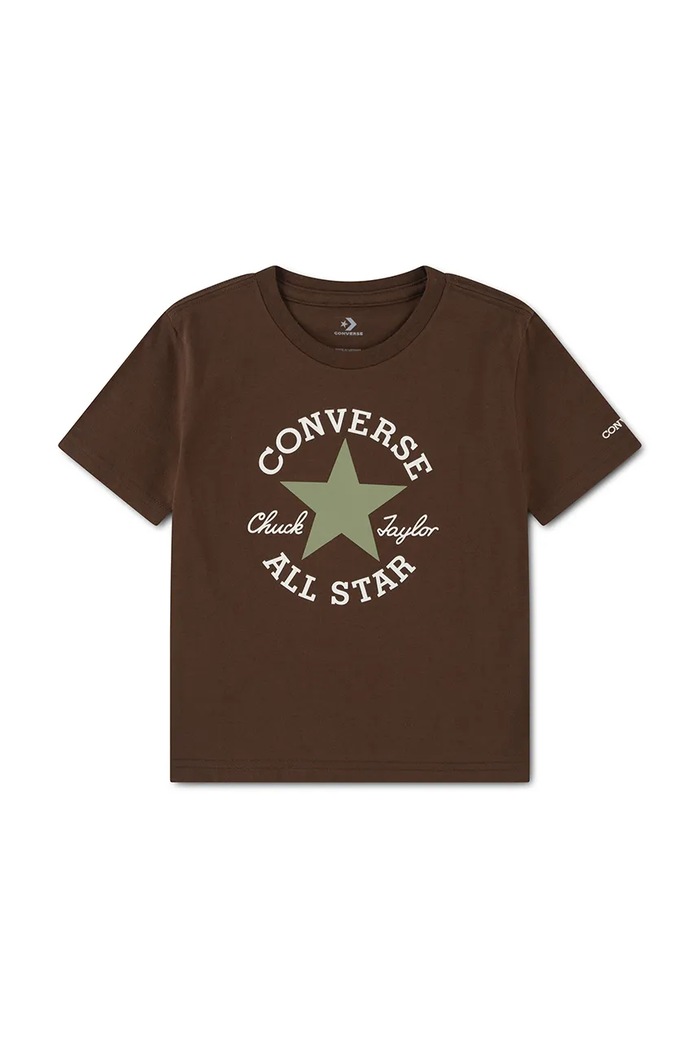 Converse T-shirt dziecięcy bawełniany brązowy 9CD483.9BY2
