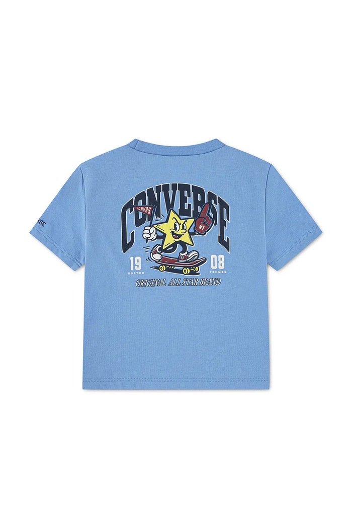 Converse T-shirt dziecięcy z bawełną 6CJ885 niebieski AW26
