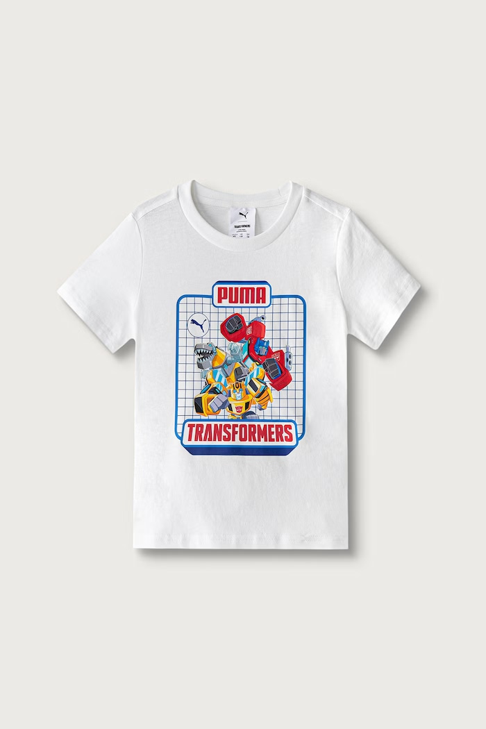 Puma T-shirt dziecięcy bawełniany PUMA X TRANSFORMERS Graphic Tee biały 637627