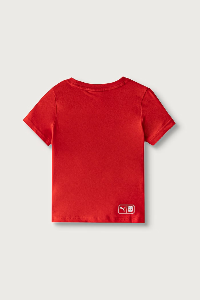 Puma T-shirt dziecięcy bawełniany PUMA X TRANSFORMERS Graphic Tee 637627 czerwony AW26