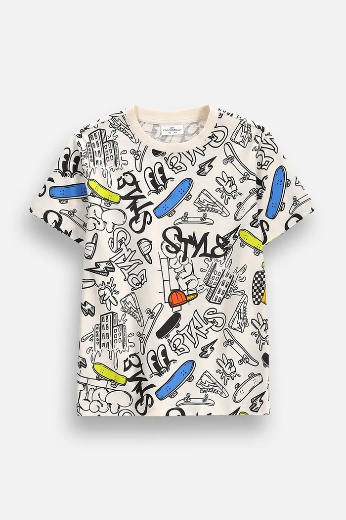 Coccodrillo t-shirt παιδικό βαμβακερό μπεζ ZC6143206VBA