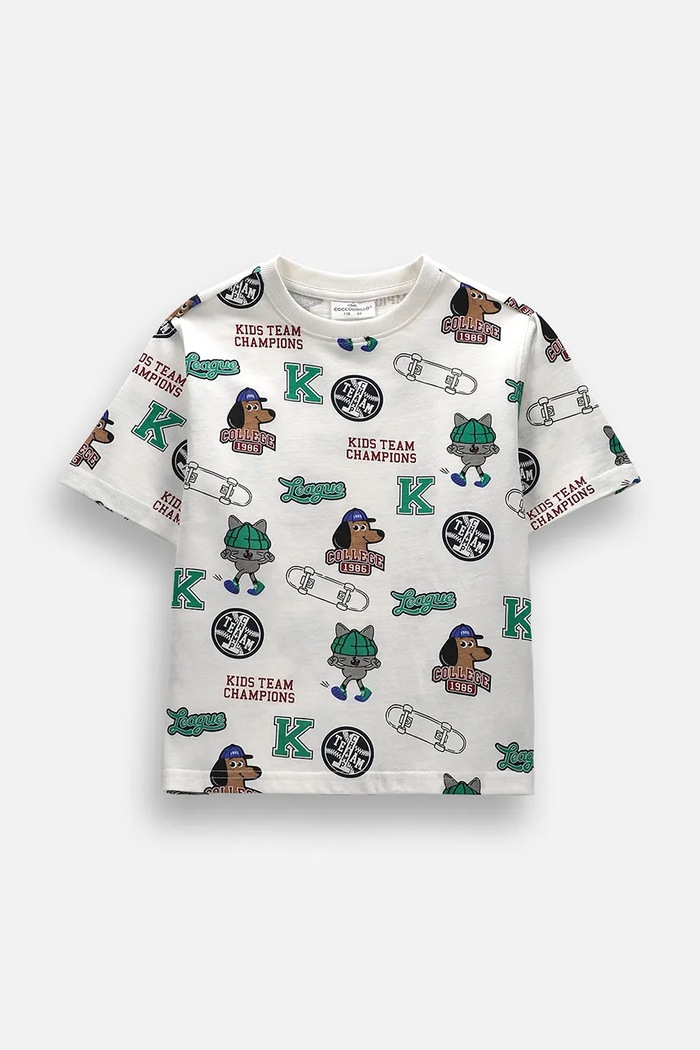 Coccodrillo t-shirt παιδικό βαμβακερό μπεζ ZC6143206ABK