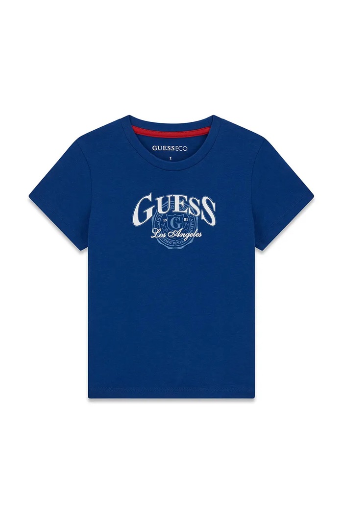 Guess T-shirt dziecięcy bawełniany niebieski N6BI07.K5859.9BY2