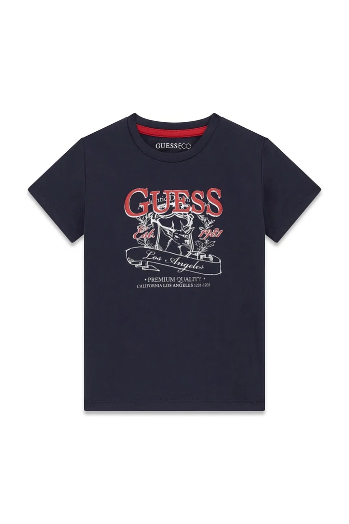 Guess T-shirt dziecięcy bawełniany granatowy N6BI01.K5849.9BY2