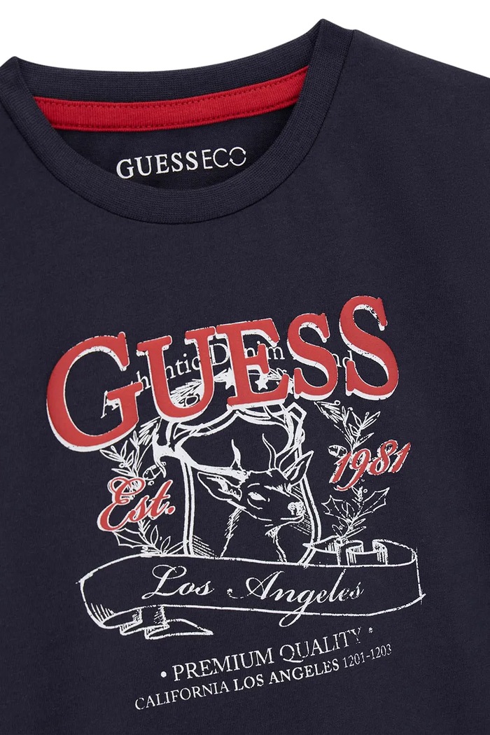 Chłopiec Guess T-shirt dziecięcy bawełniany N6BI01.K5849.9BY2 granatowy