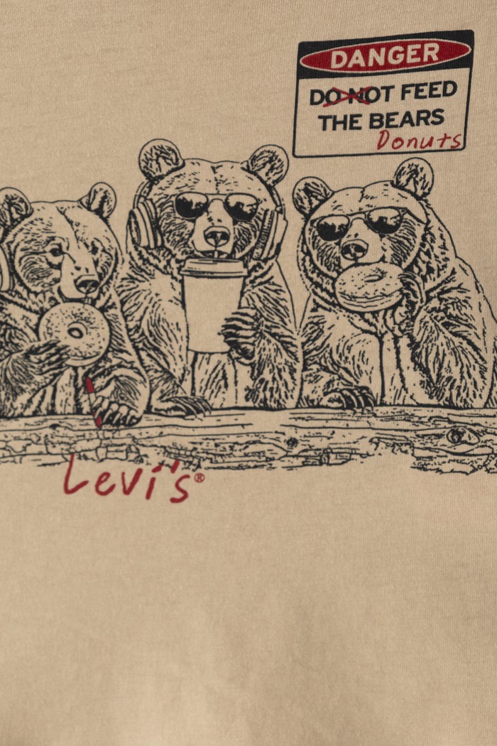 Chłopiec Levi's T-shirt dziecięcy FEED THE BEARS TEE 6ER725 beżowy
