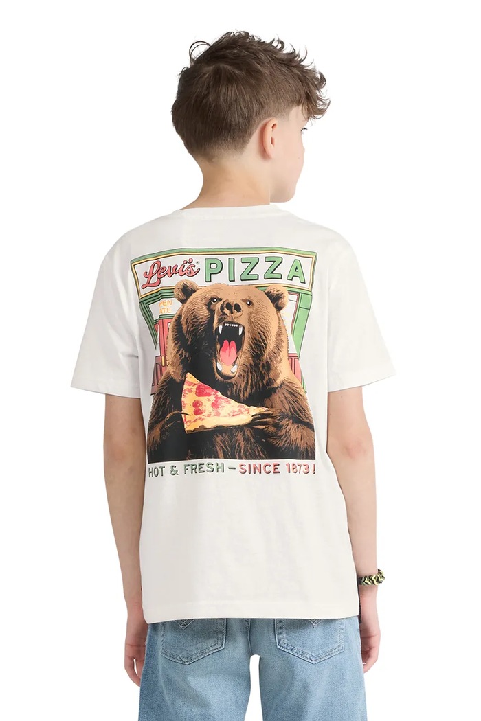 Levi's kratka majica otroška z bombažem PIZZA LOVING BEAR TEE bež 9ER477