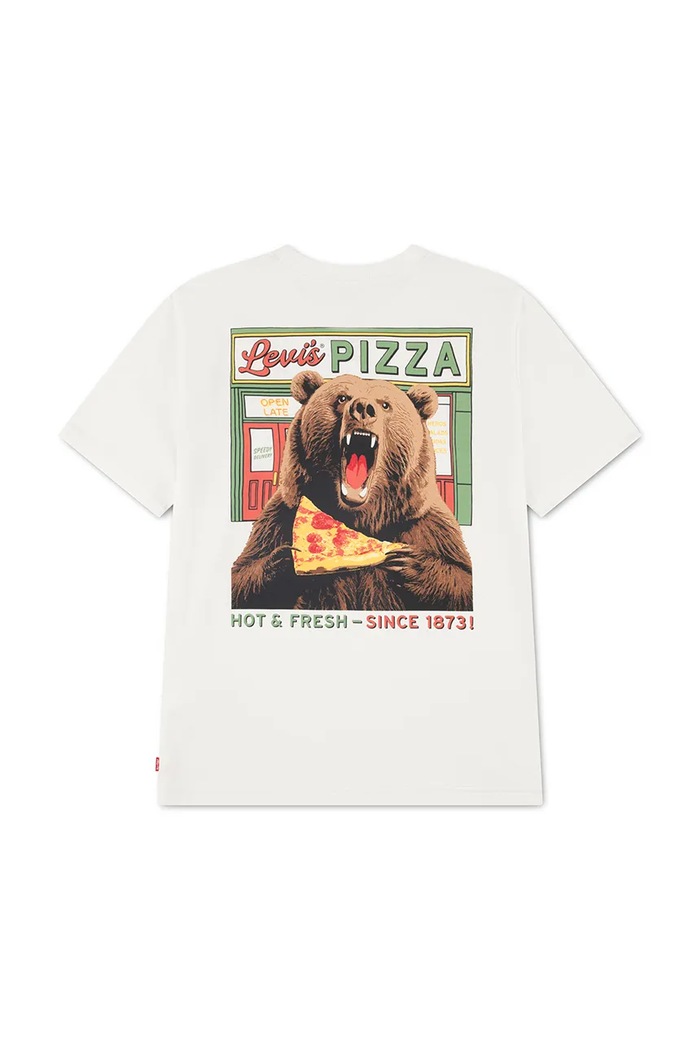 Dečki Levi's kratka majica otroška z bombažem PIZZA LOVING BEAR TEE 9ER477 bež