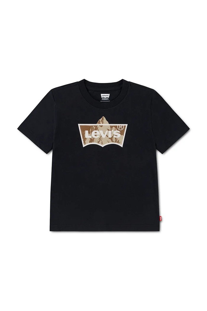Levi's T-shirt dziecięcy z bawełną TALLEST PEAK BATWING TEE czarny 8ER922