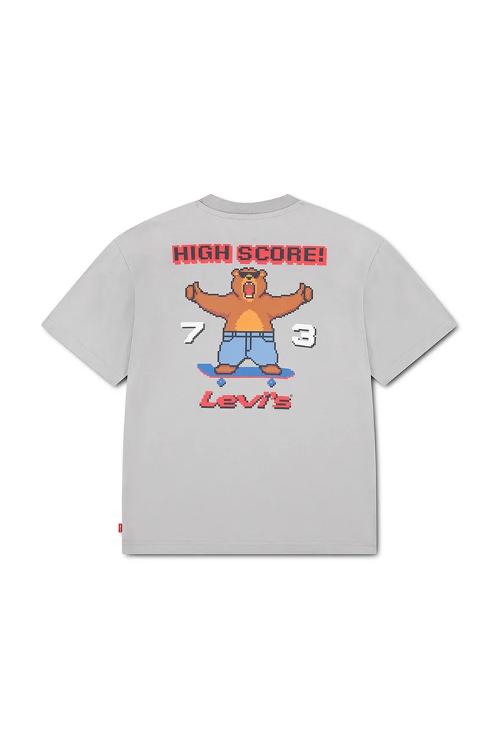 Dečki Levi's kratka majica otroška z bombažem PIXELATED BEAR TEE 9ER319 siva