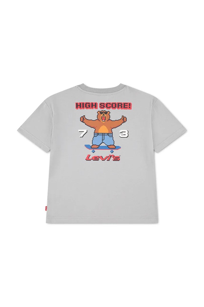 Levi's kratka majica otroška z bombažem PIXELATED BEAR TEE 8ER319 siva AW26