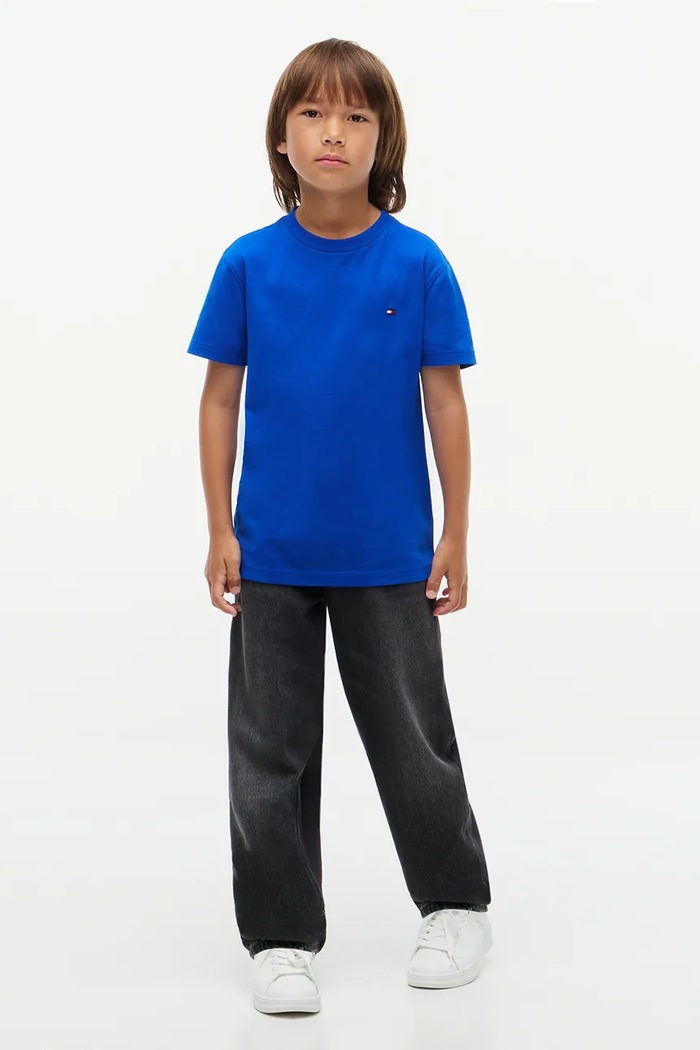 T-shirt dziecięcy bawełniany Tommy Hilfiger KB0KB10778.86.122.9BY2 niebieski