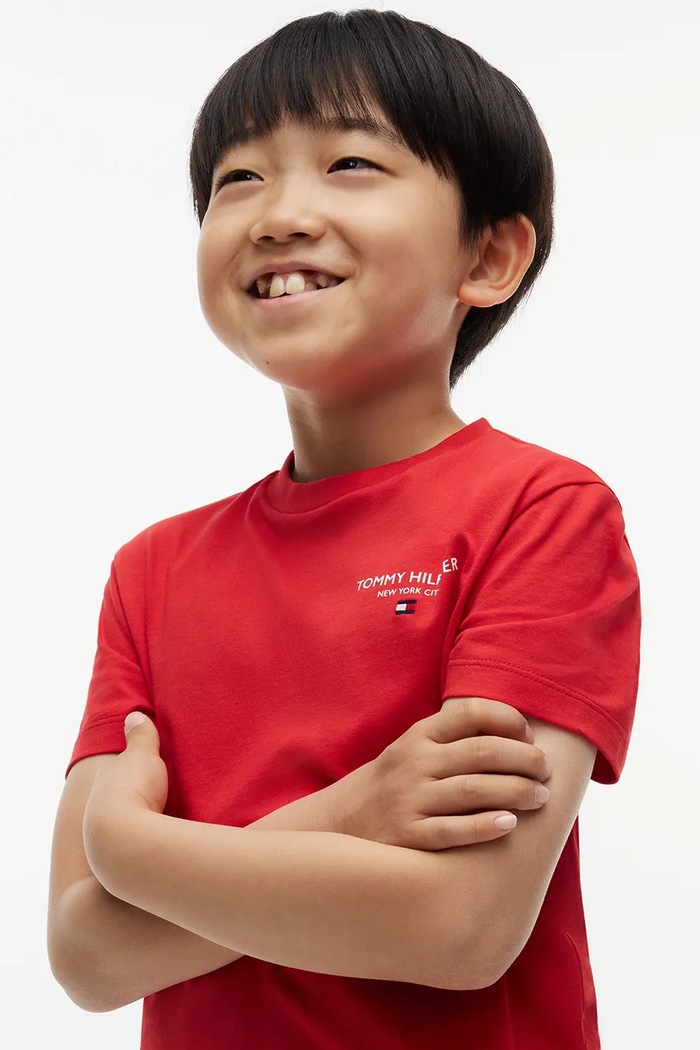 Tommy Hilfiger T-shirt basic dziecięcy bawełniany KB0KB10646.98.122.9BY2 czerwony