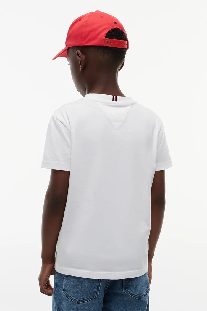 Chłopiec Tommy Hilfiger T-shirt basic dziecięcy bawełniany KB0KB10646.128.176.9BY2 biały