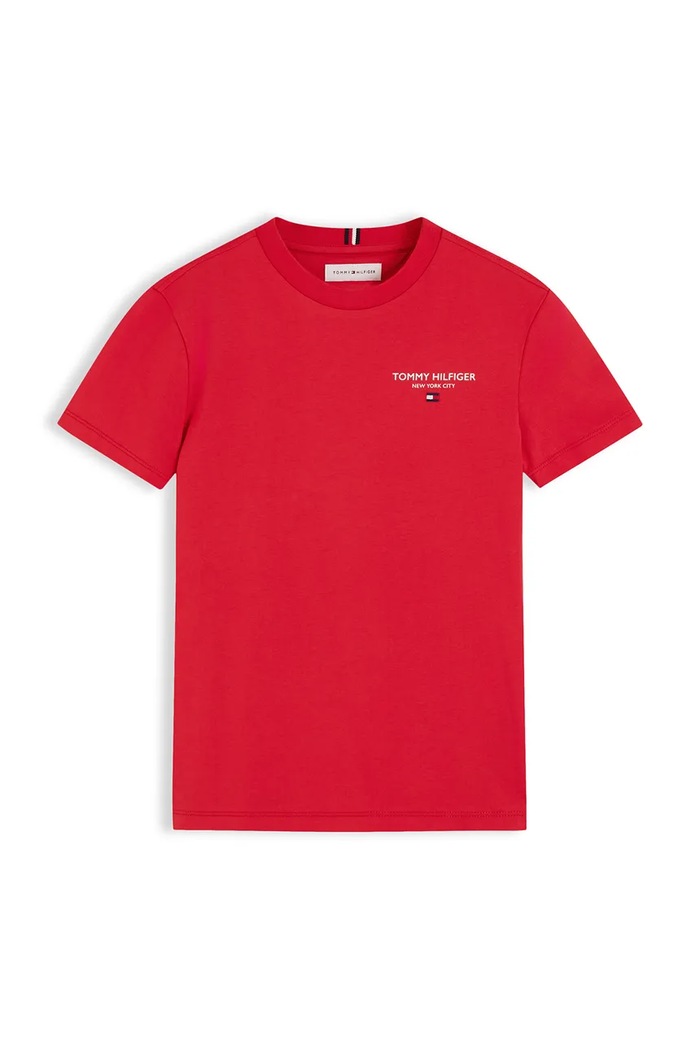Tommy Hilfiger T-shirt basic dziecięcy bawełniany KB0KB10646.128.176.9BY2 czerwony AW26