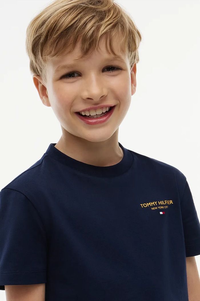 Tommy Hilfiger T-shirt basic dziecięcy bawełniany KB0KB10646.128.176.9BY2 granatowy
