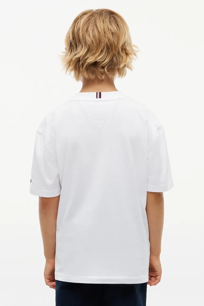 Chłopiec Tommy Hilfiger T-shirt dziecięcy bawełniany KB0KB10641.9BY2 biały